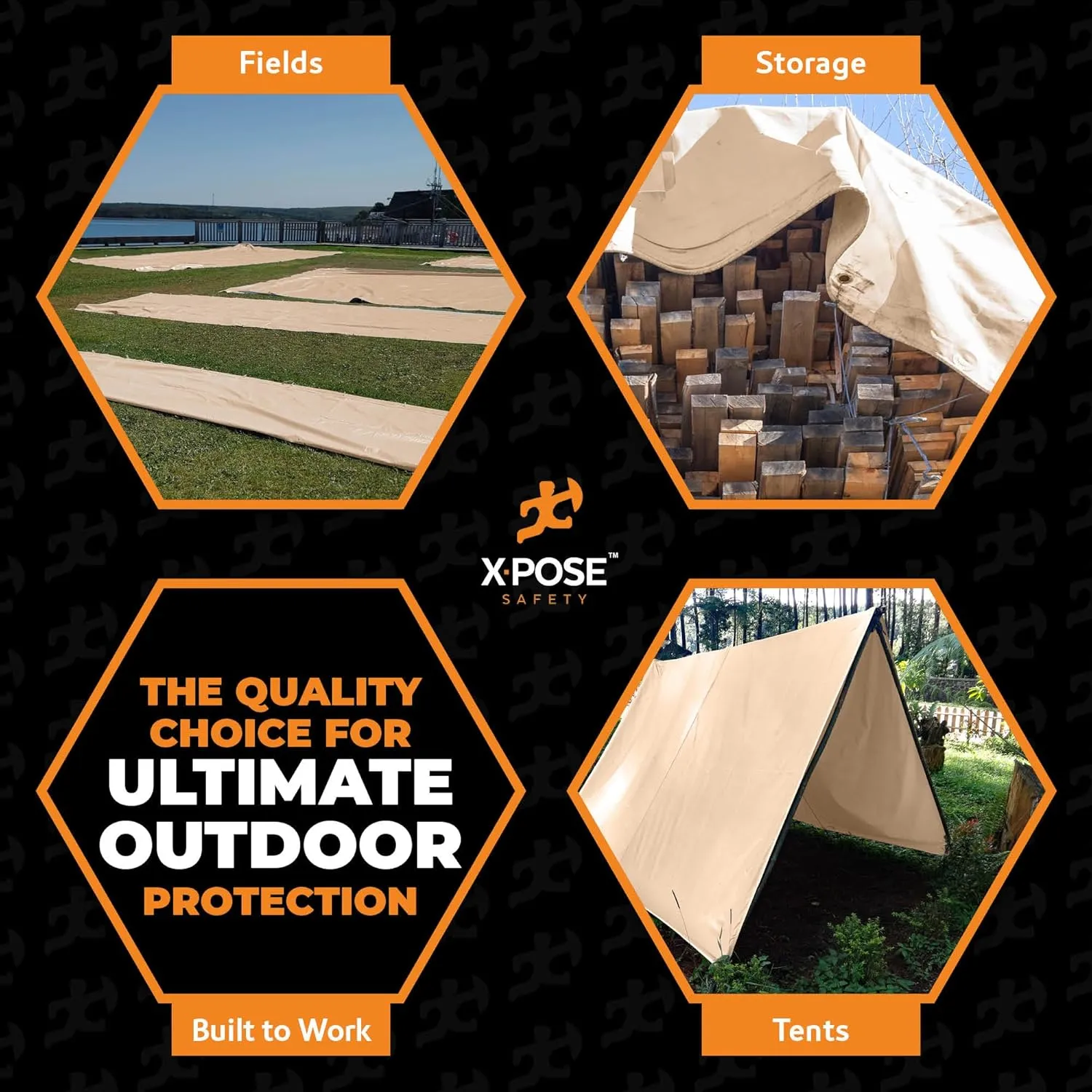 Heavy Duty Tan Poly Tarp 6' X 30' - Multipurpose Protective Cover - Durable, Waterproof, Weather Proof, Rip and Tear Resistant - Extra Thick 12 Mil Polyethylene - by Xpose Safety
