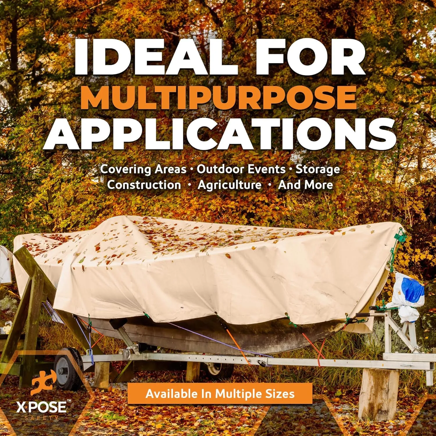 Heavy Duty Tan Poly Tarp 6' X 30' - Multipurpose Protective Cover - Durable, Waterproof, Weather Proof, Rip and Tear Resistant - Extra Thick 12 Mil Polyethylene - by Xpose Safety