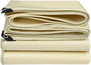 Heavy Duty Tarpaulin Waterproof Cover Tarp Tent Sheet for Camping Caravan Boat Car Picnic Outdoor Furniture Wood Covering with Strong Eyelets Canopy Tent, Beige (Can Be Customised) (Size : 1.5x1m)
