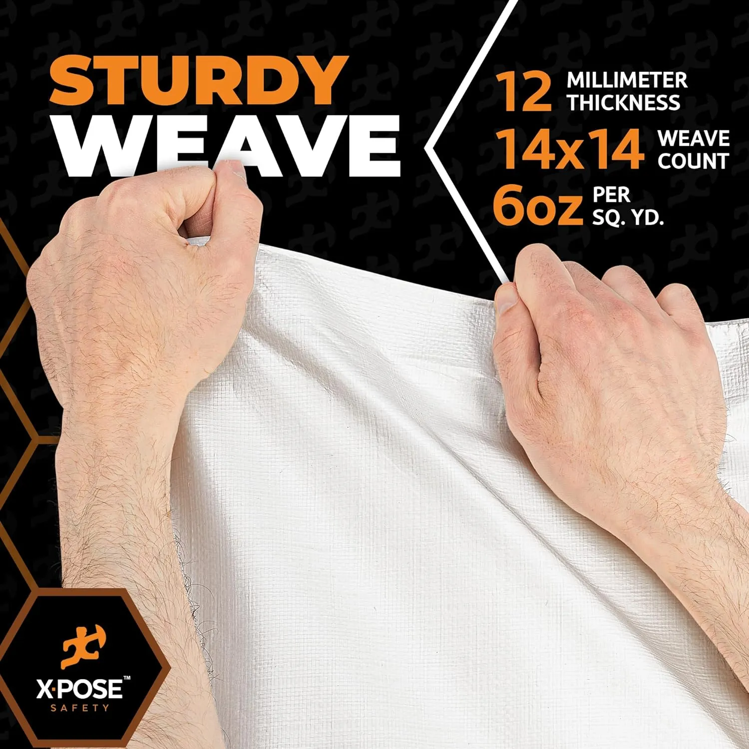 Heavy Duty White Poly Tarp 10' X 12' - Multipurpose Protective Cover - Durable, Waterproof, Weather Proof, Rip and Tear Resistant - Extra Thick 12 Mil Polyethylene - by Xpose Safety