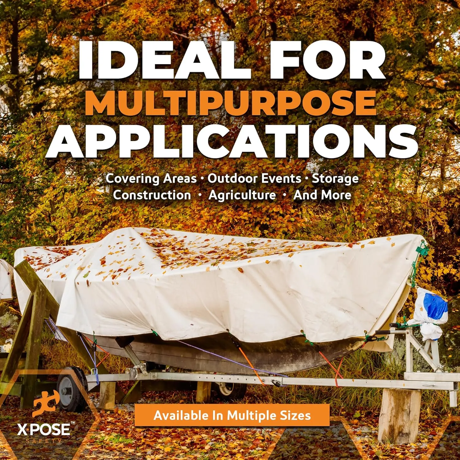 Heavy Duty White Poly Tarp 10' X 12' - Multipurpose Protective Cover - Durable, Waterproof, Weather Proof, Rip and Tear Resistant - Extra Thick 12 Mil Polyethylene - by Xpose Safety