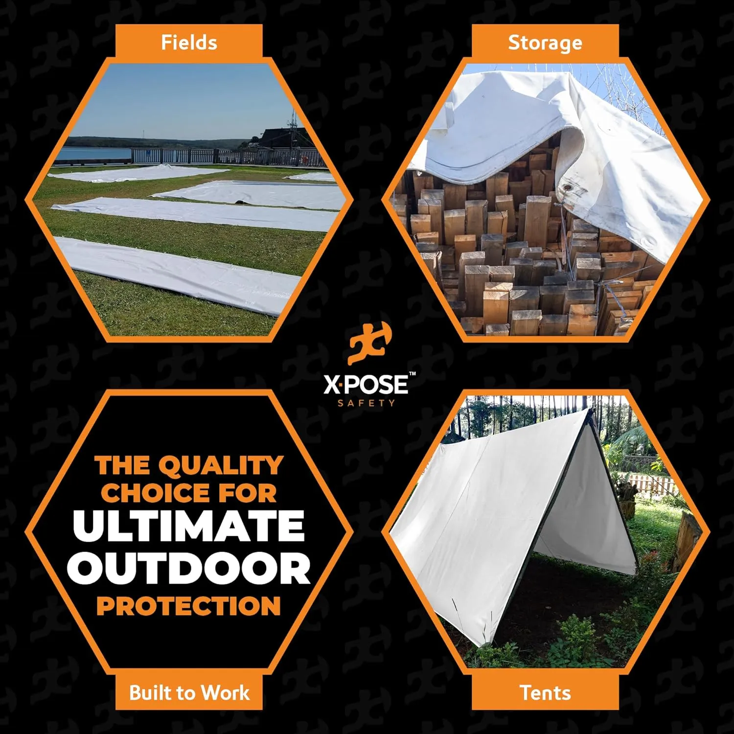 Heavy Duty White Poly Tarp 10' X 12' - Multipurpose Protective Cover - Durable, Waterproof, Weather Proof, Rip and Tear Resistant - Extra Thick 12 Mil Polyethylene - by Xpose Safety