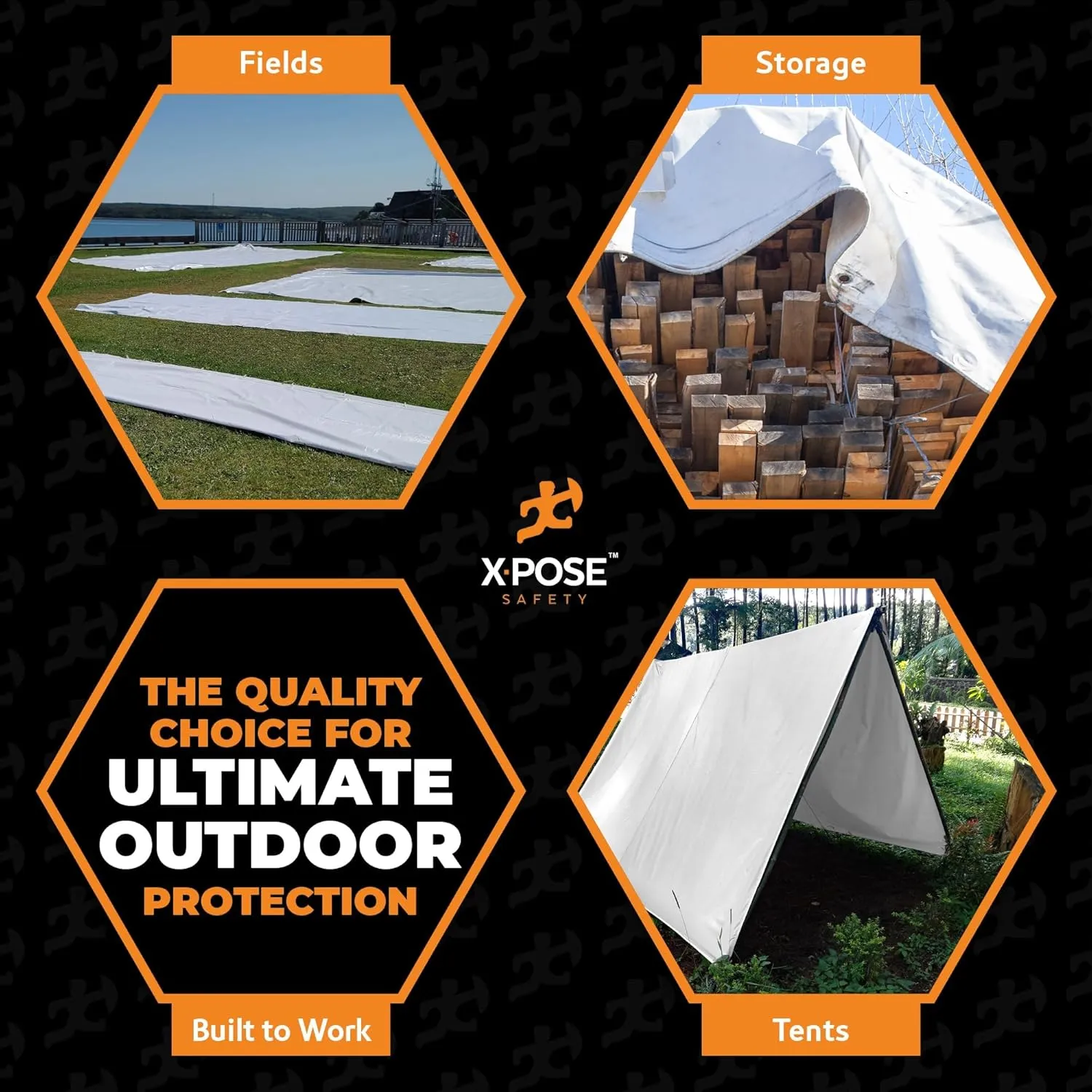 Heavy Duty White Poly Tarp 6' X 10' (2-Pack) - Multipurpose Protective Cover - Durable, Waterproof, Weather Proof, Rip and Tear Resistant - Extra Thick 12 Mil Polyethylene - by Xpose Safety