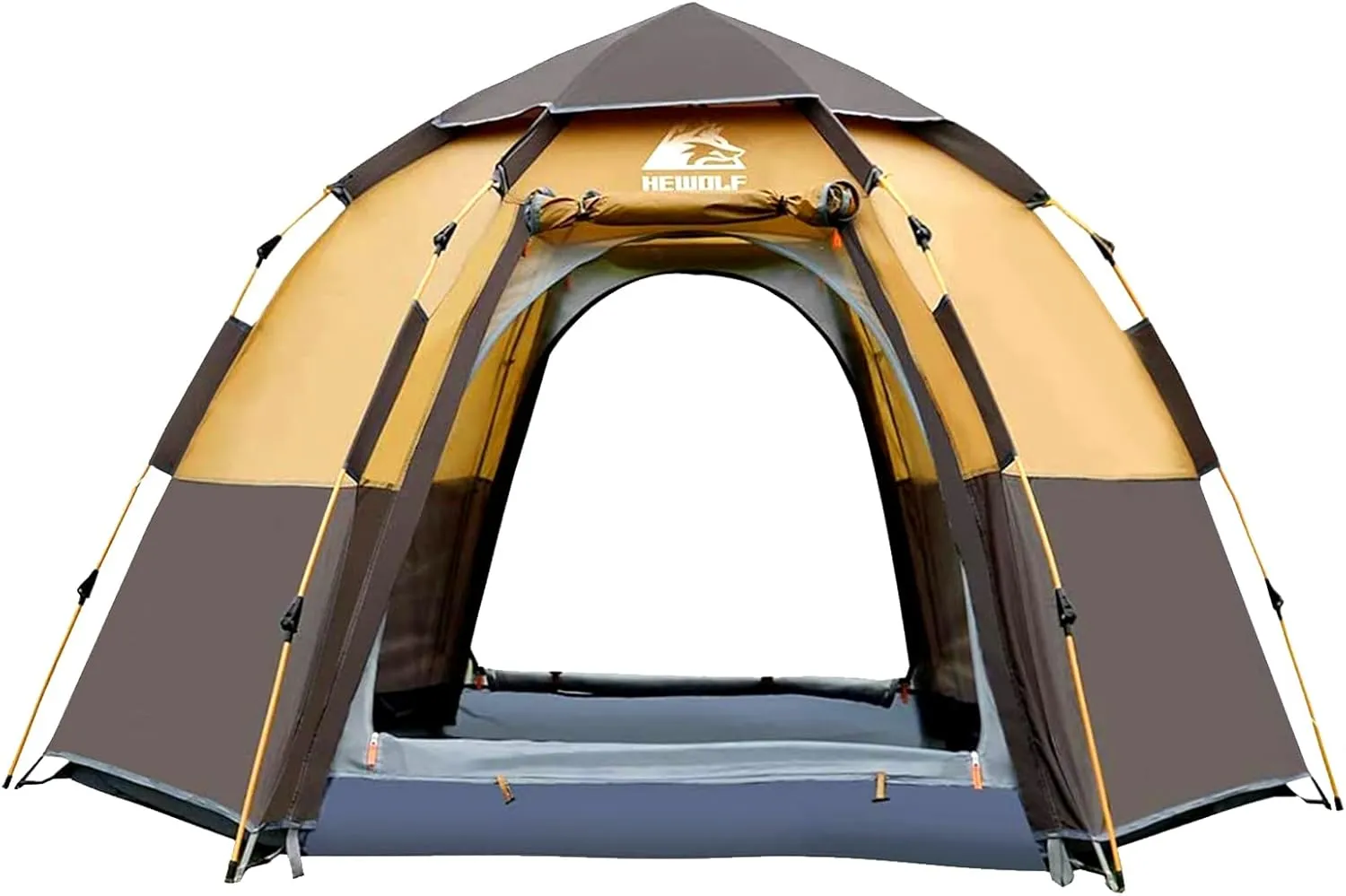 Hewolf 2/3/4 Person Camping Tent - Instant Pop Up Waterproof 2 Doors Tent with Easy Setup | 3-Season Hexagonal Dome Design for Family, Hiking & Traveling