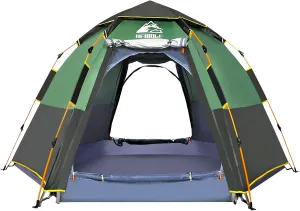 Hewolf 2/3/4 Person Camping Tent - Instant Pop Up Waterproof 2 Doors Tent with Easy Setup | 3-Season Hexagonal Dome Design for Family, Hiking & Traveling