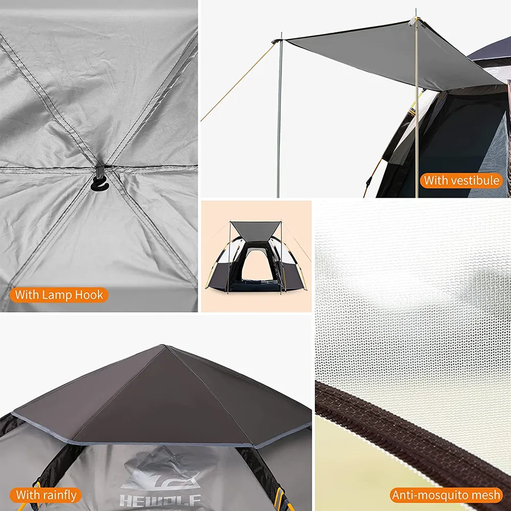 Hewolf Automatic 4 person Hexa Tent - Green