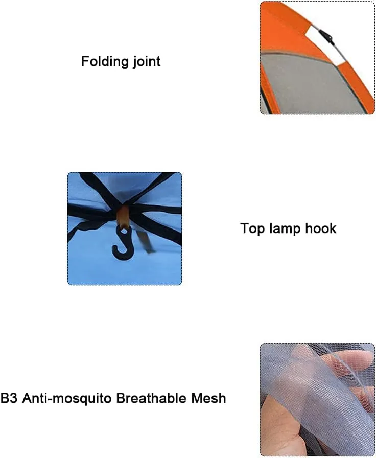 Hexagonal Tent Automatic Opening Pop Up Tent Outdoor Camping Tent Double Layer Portable Lightweight Backpack Tent Sunshade Shelter Beach Tent (Blue 3~5 Person) (Blue 3~5 Person)