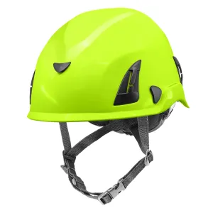 HH-CH1-YG-Yellow Green Protective Helmet with Six-Point Ratchet Suspension and Four-Point Chin Strap, Adjustable Hard Hats for Work