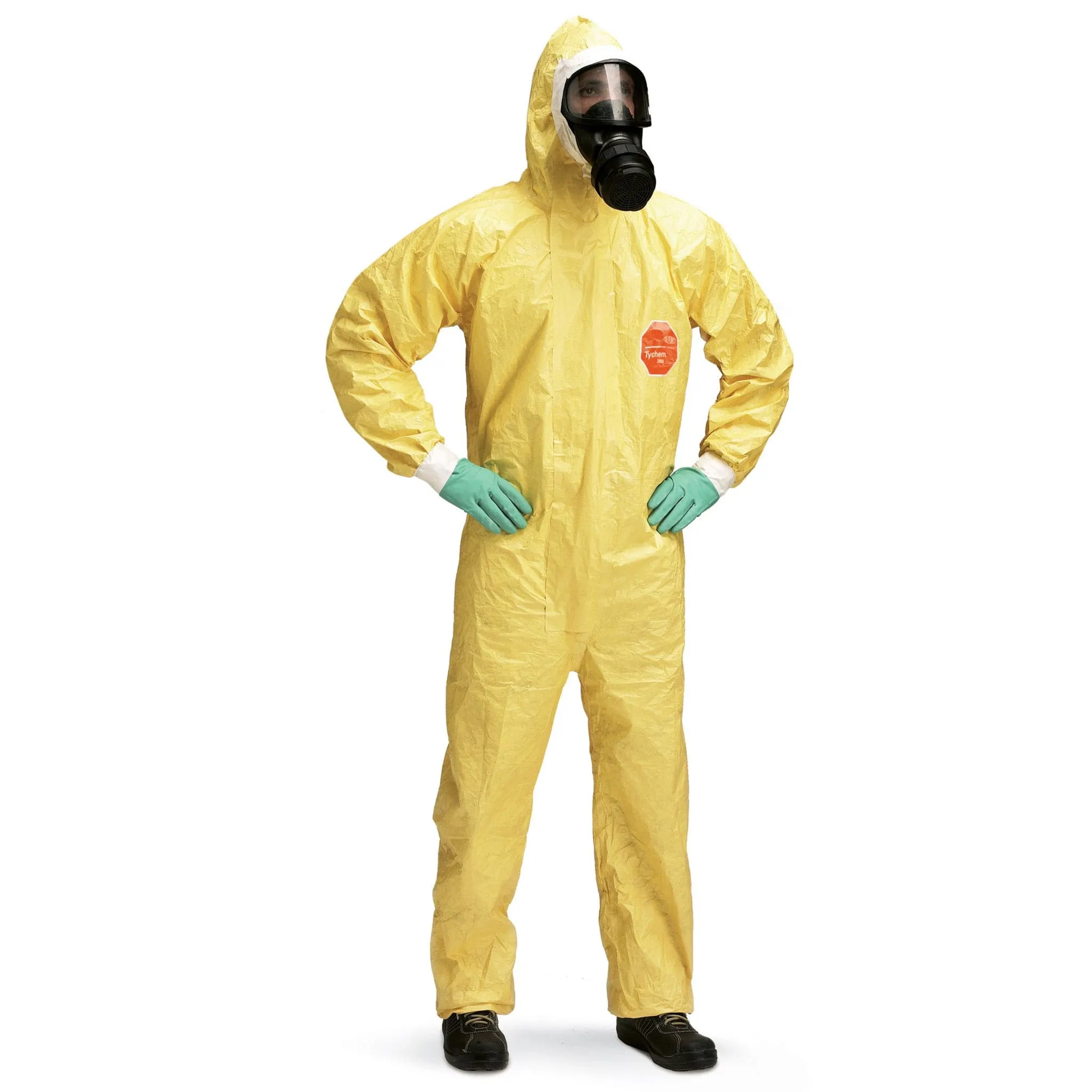 Hi-Vis Lightweight Hooded Disposable Coverall for Chemical Protection - Yellow
