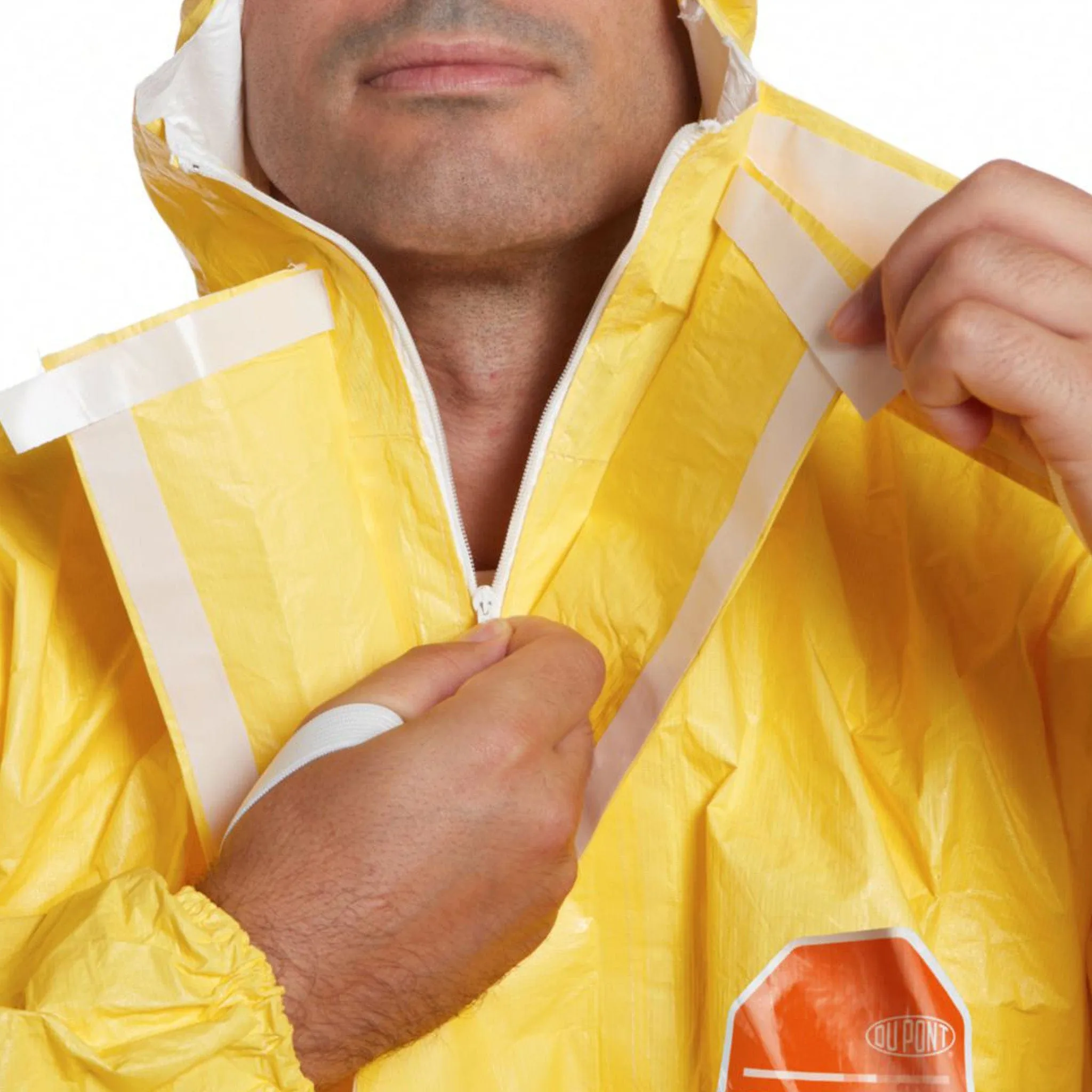 Hi-Vis Lightweight Hooded Disposable Coverall for Chemical Protection - Yellow