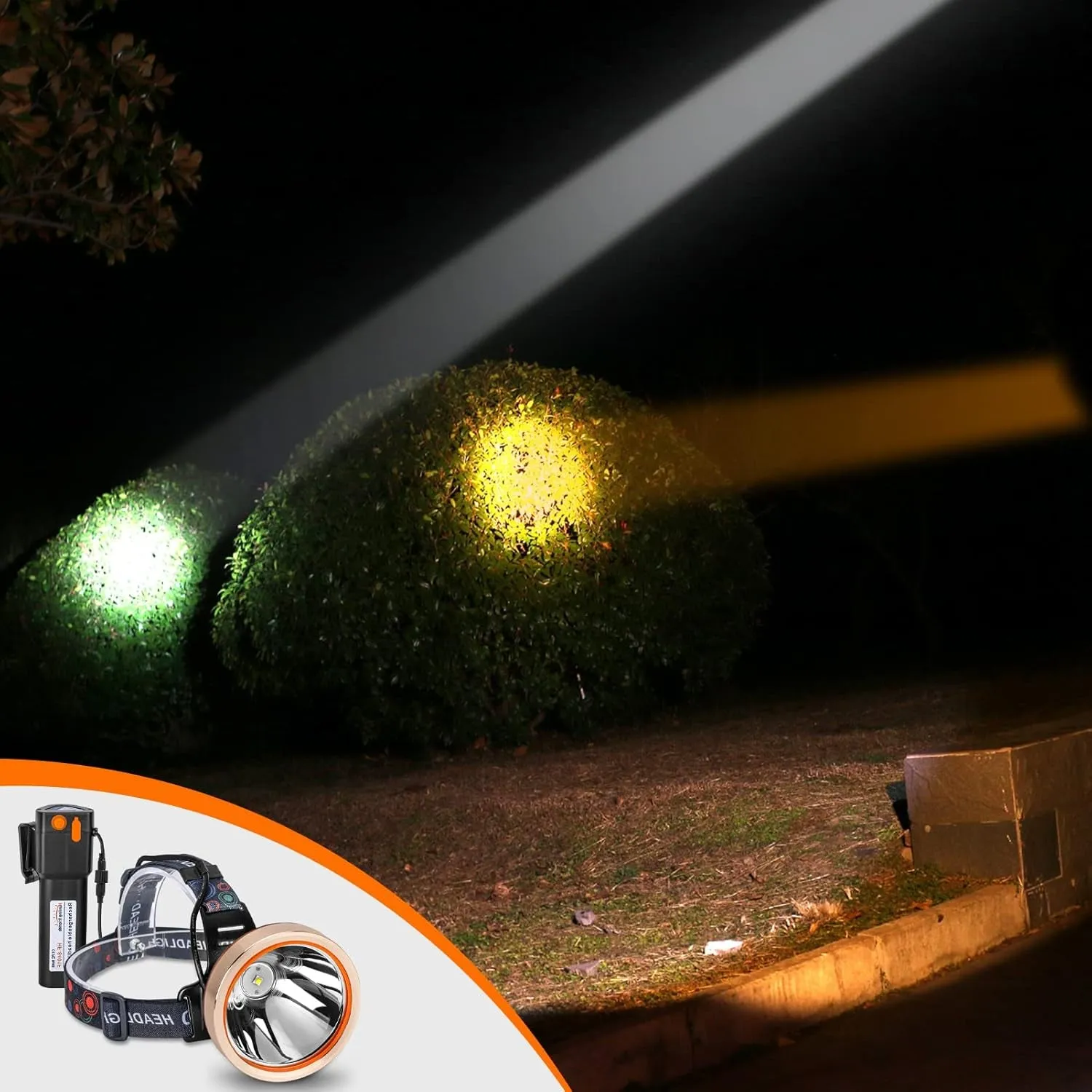 High-end design for Ultra Comfortable Headlamp Adjustable Hunting, Hiking, Camping, Rechargeable Activities, Emergency, Bright Wear Waterproof LED Hands-Free Torch Outdoor Flashlight, High Head Power - Full range Fishing, Head
