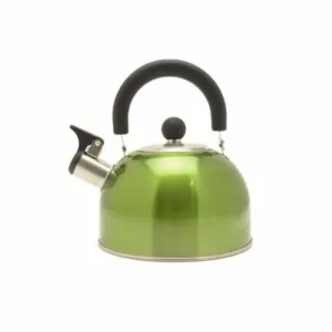 High Gloss Green Whistle Kettle - Camping Caravan Gas Cooker 2 Litre