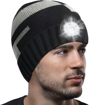 HIGHEVER LED Beanie Hat with Light Stocking Stuffers for Men Christmas Birthday Gifts Winter Cap Headlamp for Camping Fishing