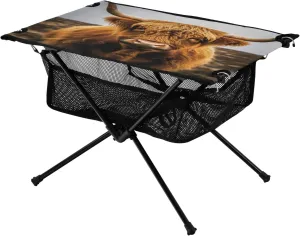 Highland Cow Portable Folding Camping Table, Compact Lightweight Beach Table with Carrying Bag for Outdoor Picnics, BBQs, Camp