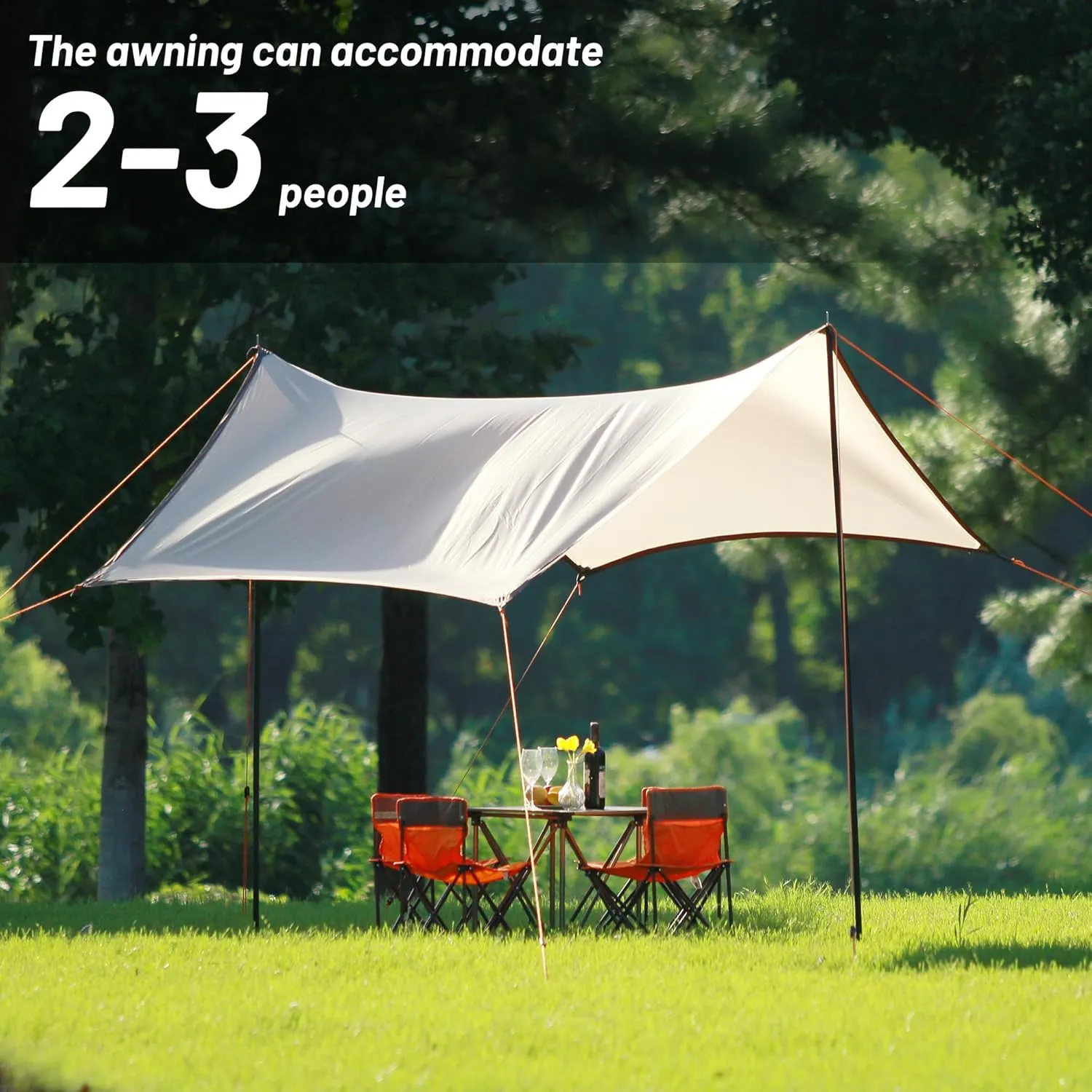 Himalaya Rain Tarp for Camping 4-6 Person Tent Tarp with 2 Poles Canopy Sun Shield Tarp UPF 50  Outdoor Camping Traveling Awning Backpacking (118.1" x 114.1", Hexagon)