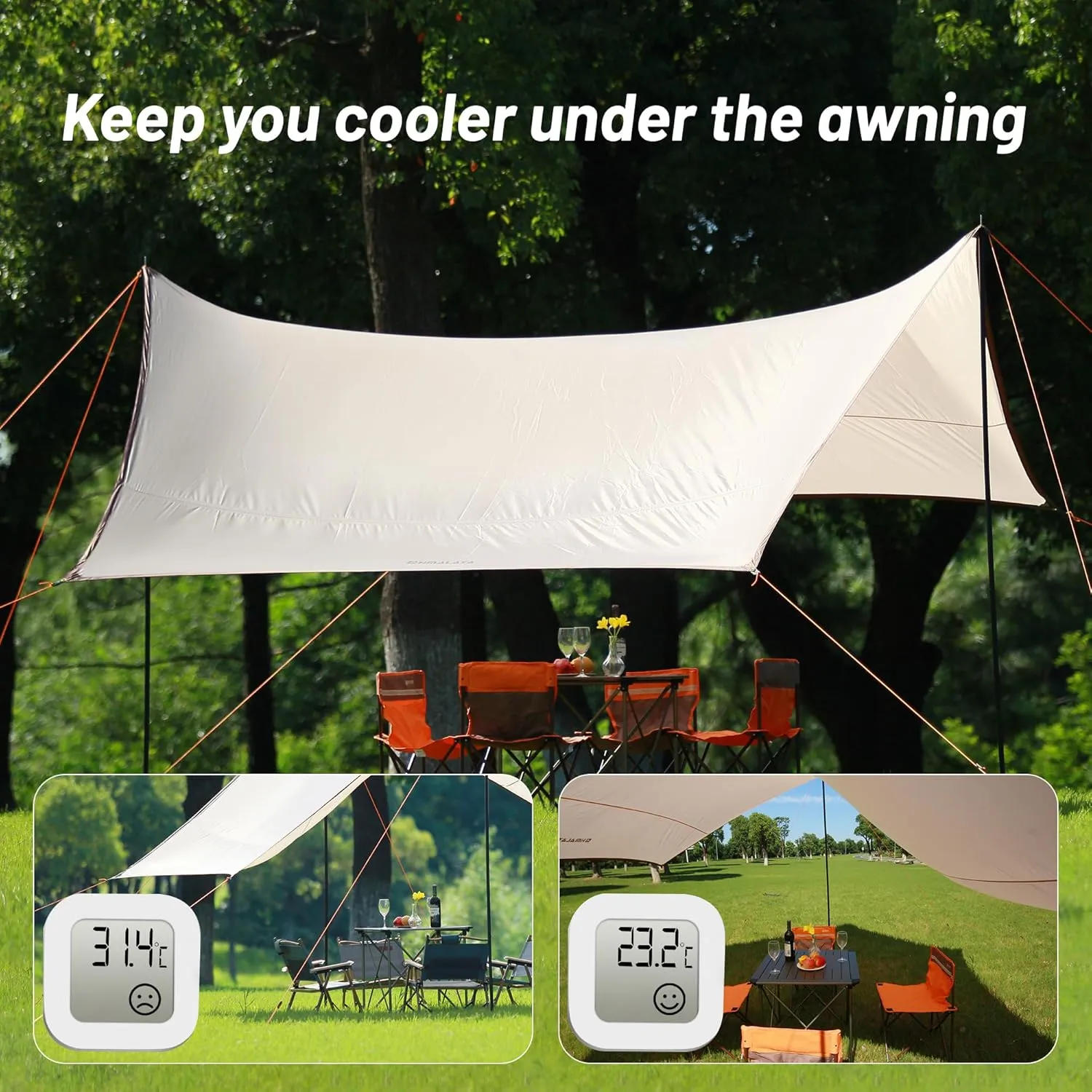 Himalaya Rain Tarp for Camping 4-6 Person Tent Tarp with 2 Poles Canopy Sun Shield Tarp UPF 50  Outdoor Camping Traveling Awning Backpacking (118.1" x 114.1", Hexagon)