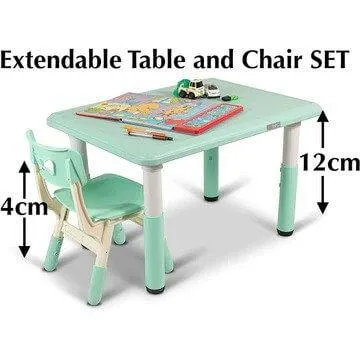 Home Canvas Kids Table and Chair Set - with Adjustable Height Feature