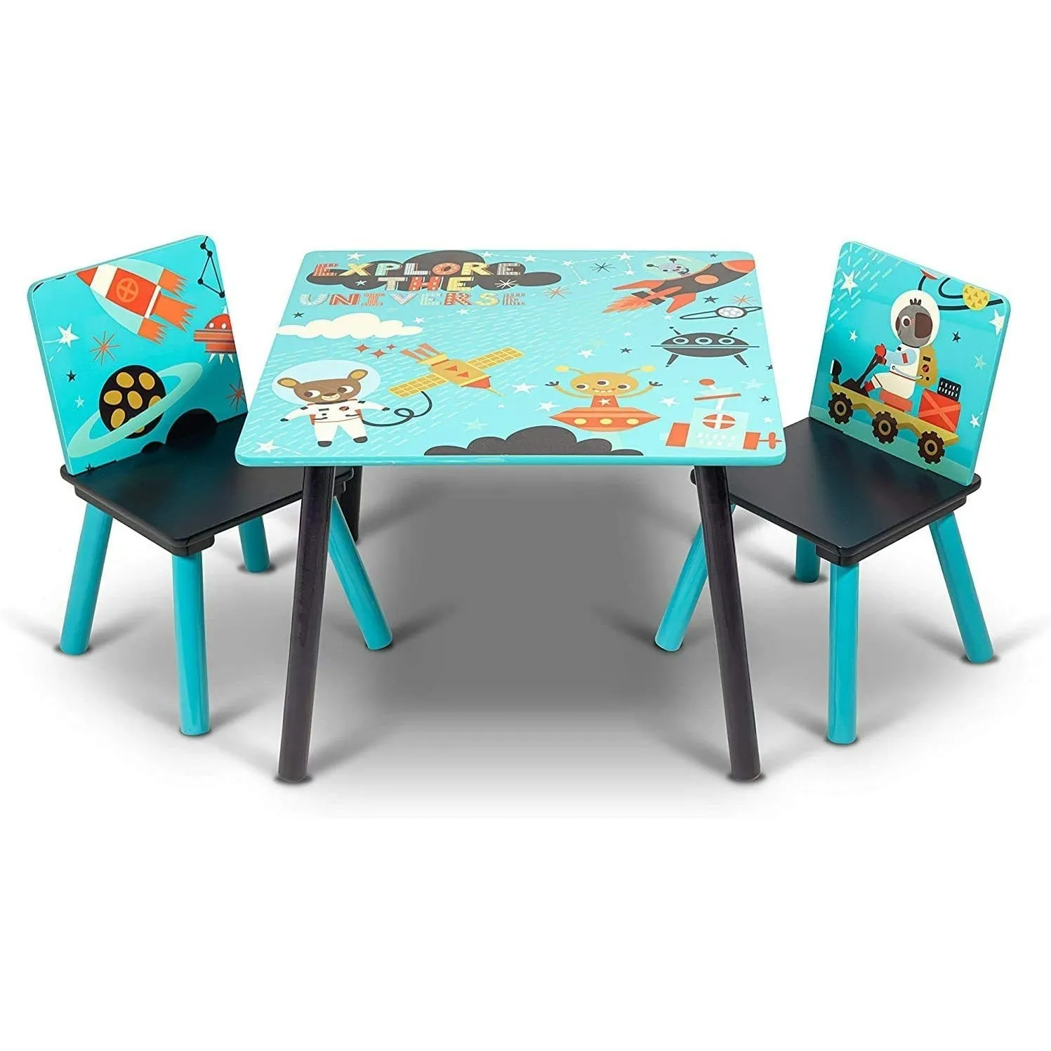Home Canvas Sunshine Unicorn Design Wooden Table and Chairs Set for Kids | Lightweight Table and Chair Sets with Scratch Resistant Finish Pink