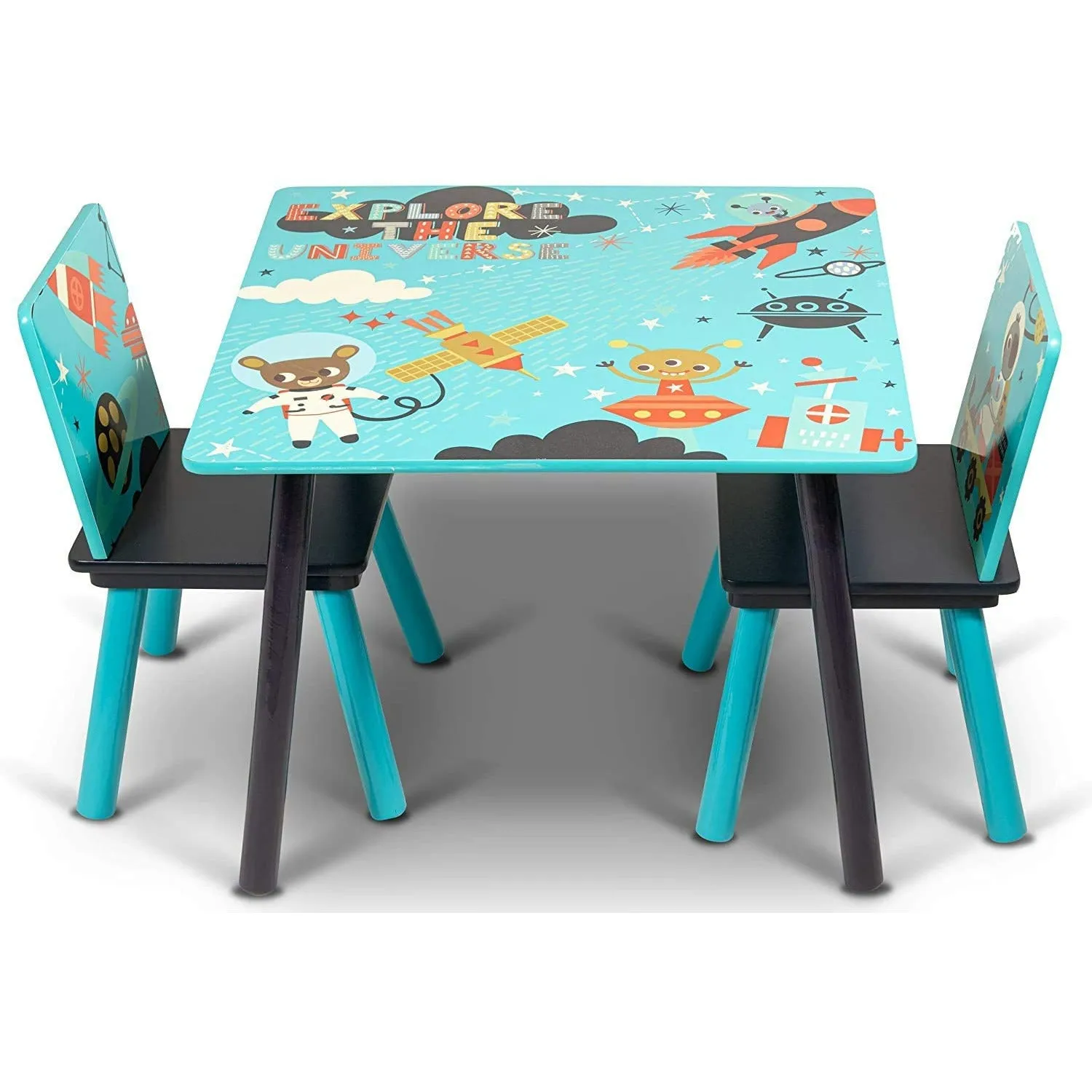 Home Canvas Sunshine Unicorn Design Wooden Table and Chairs Set for Kids | Lightweight Table and Chair Sets with Scratch Resistant Finish Pink