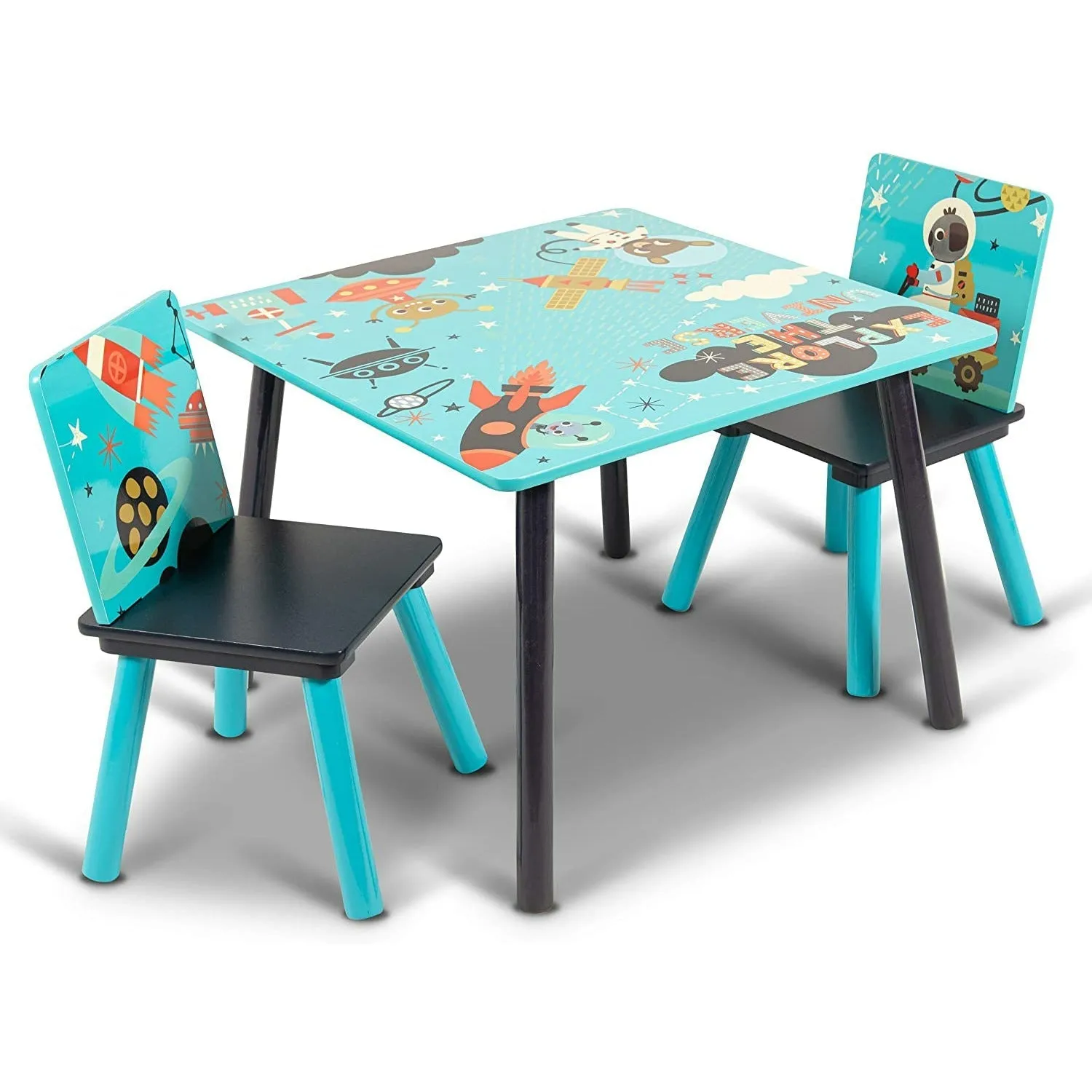 Home Canvas Sunshine Unicorn Design Wooden Table and Chairs Set for Kids | Lightweight Table and Chair Sets with Scratch Resistant Finish Pink