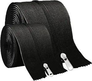 HOMEANING 2PCS 3 inch x 7 ft Black Heavy Duty Zipper for Tarp, Wall, Rust-Resistant and Waterproof, Double-Side Indoor Outdoor Dust Barriers Peel, Excellent Air Tightness
