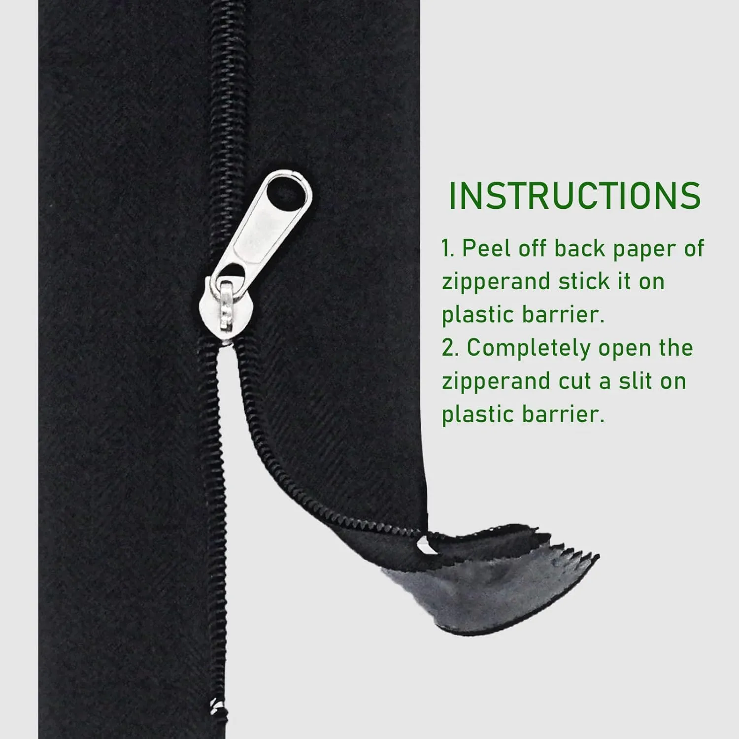 HOMEANING 2PCS 3 inch x 7 ft Black Heavy Duty Zipper for Tarp, Wall, Rust-Resistant and Waterproof, Double-Side Indoor Outdoor Dust Barriers Peel, Excellent Air Tightness