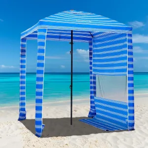 HOMEDEMO Beach Cabana UPF 50 , 6'×6' Beach Canopy, Easy Set up and Take Down, Cool Cabana Beach Tent with Sand Pockets, Side Wall Beach Shade Canopy Wind Waterproof for Kids, Family & Friends