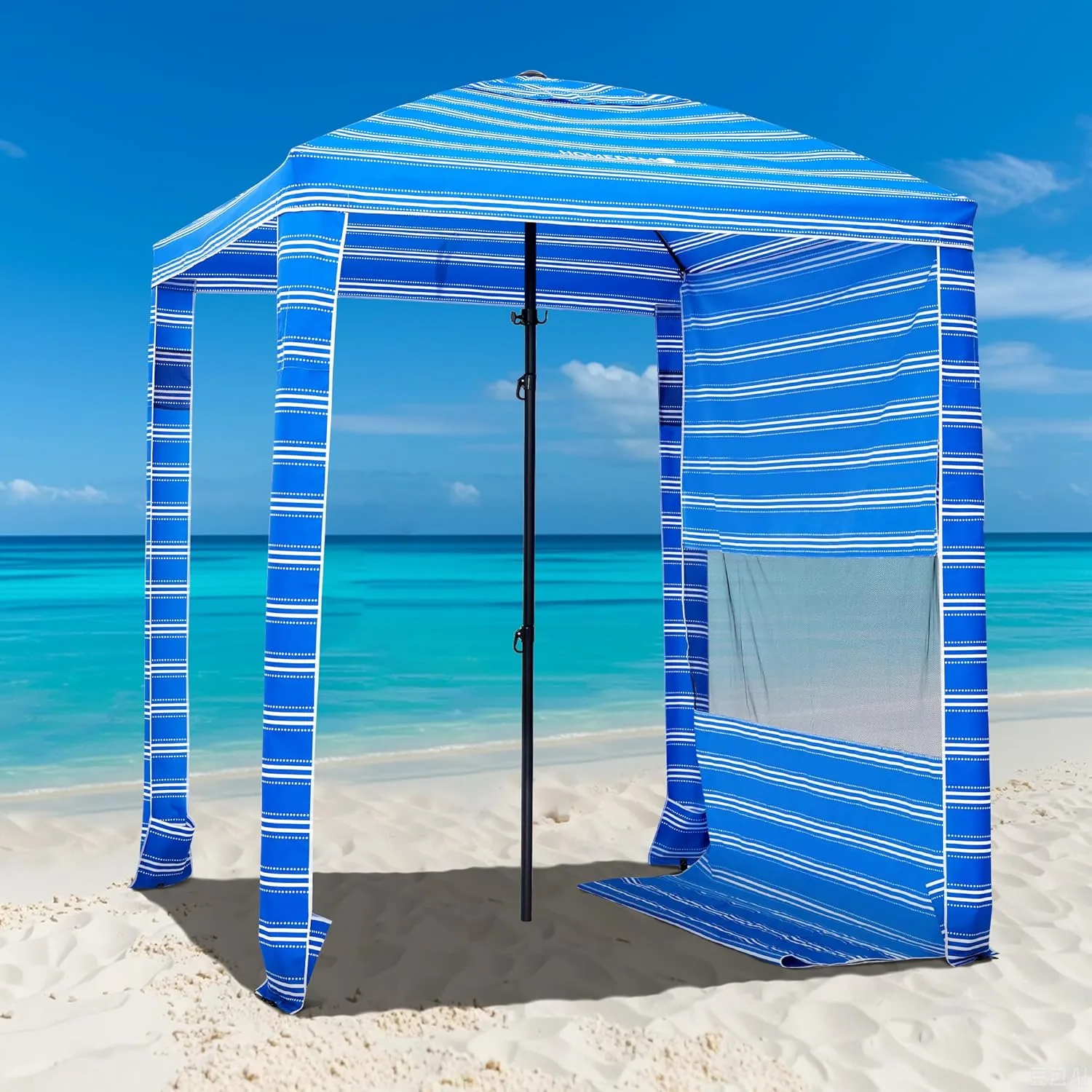 HOMEDEMO Beach Cabana UPF 50 , 6'×6' Beach Canopy, Easy Set up and Take Down, Cool Cabana Beach Tent with Sand Pockets, Side Wall Beach Shade Canopy Wind Waterproof for Kids, Family & Friends