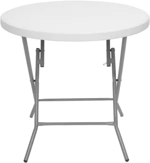 HomVent Folding Table Fold-in Round Multipurpose Folding Utility Table for Picnic Party Dining Camp Tables (White, 31.50 x 31.50 x 29.92 inch)