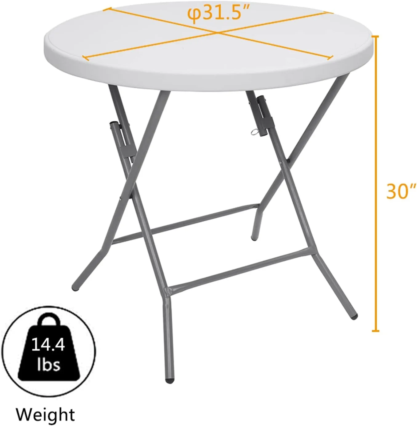 HomVent Folding Table Fold-in Round Multipurpose Folding Utility Table for Picnic Party Dining Camp Tables (White, 31.50 x 31.50 x 29.92 inch)