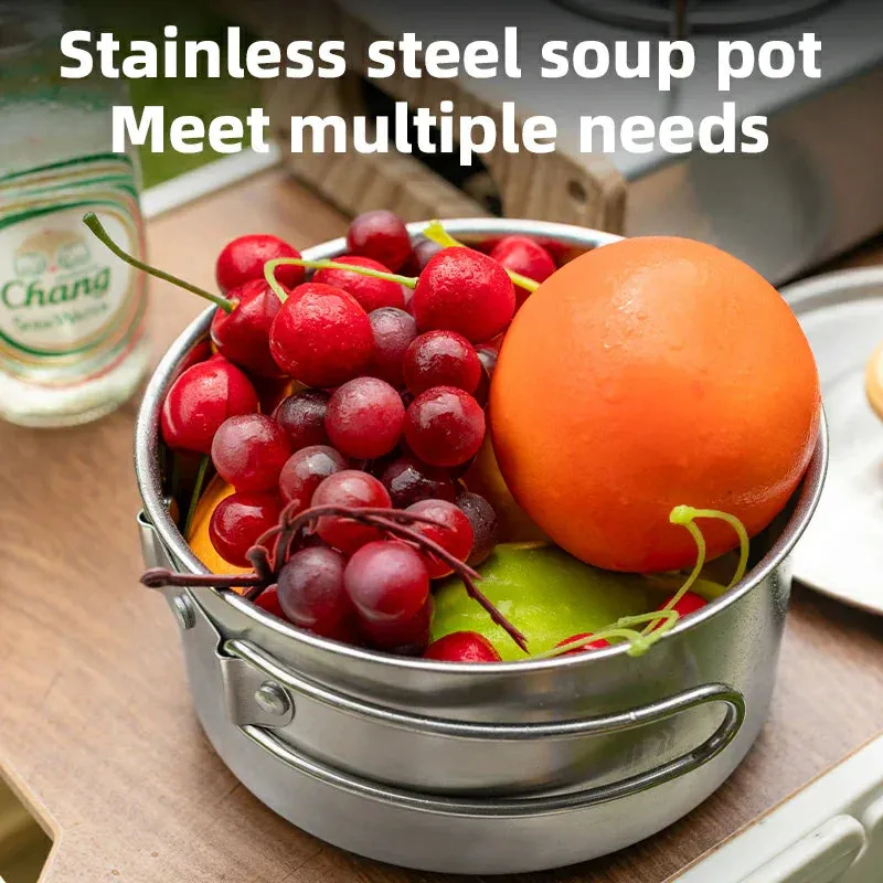 Hot deal Outdoor Qunature Set Stainless Foldable Adventures for Steel and Kettle Pot Tea Customer-oriented with