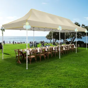 HOTEEL 10x30 Heavy Duty Pop Up Canopy Tent for Parties Event Wedding Commercial Instant Canopy with Wheeled Bag, Party Tent Waterproof UV 50 &Windproof, Upgraded Thick Hexagonal Legs, Khaki