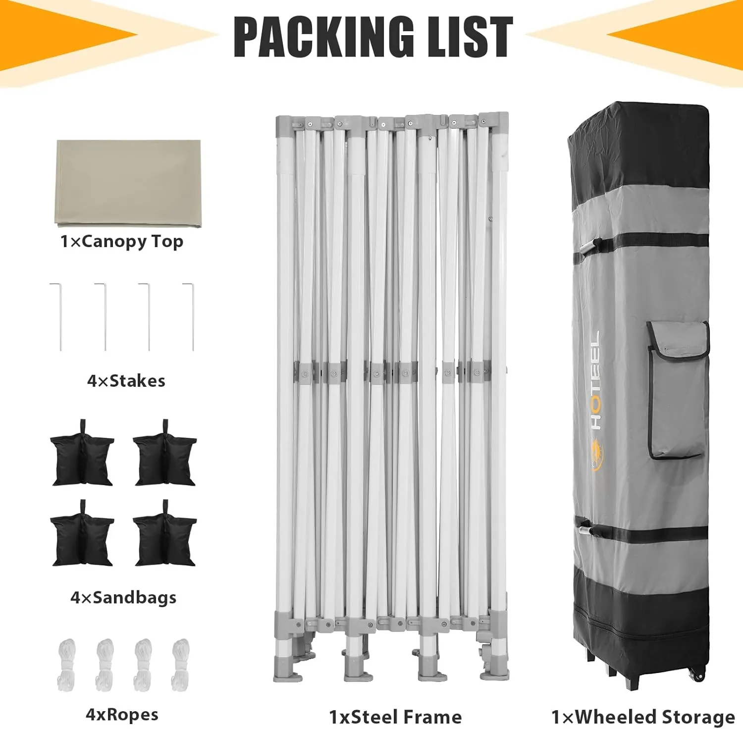 HOTEEL 10x30 Heavy Duty Pop Up Canopy Tent for Parties Event Wedding Commercial Instant Canopy with Wheeled Bag, Party Tent Waterproof UV 50 &Windproof, Upgraded Thick Hexagonal Legs, Khaki