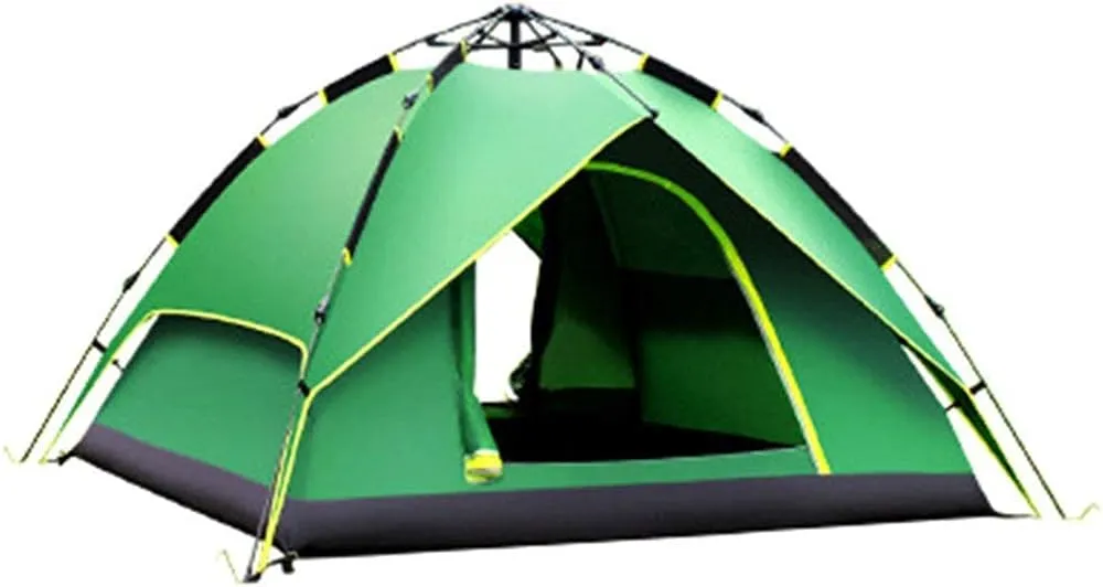 Hydraulic Automatic Pop Up Tent, Double-Layer Camping Tent, 3-4 Person Camping Tent, Good Stability, for Outdoor Camping-215 * 215 * 135Cm,Green