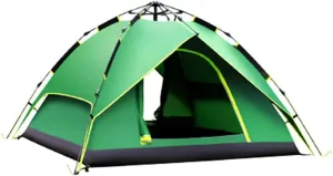 Hydraulic Automatic Pop Up Tent, Double-Layer Camping Tent, 3-4 Person Camping Tent, Good Stability, for Outdoor Camping-215 * 215 * 135Cm,Green