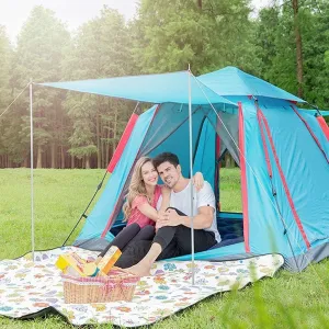 Hydraulic Dome Rainproof Tents,Double Layer Multifunctional Tent,Large Family Sunscreen Tent,Suitable for 4-6 Person Outdoor Camping