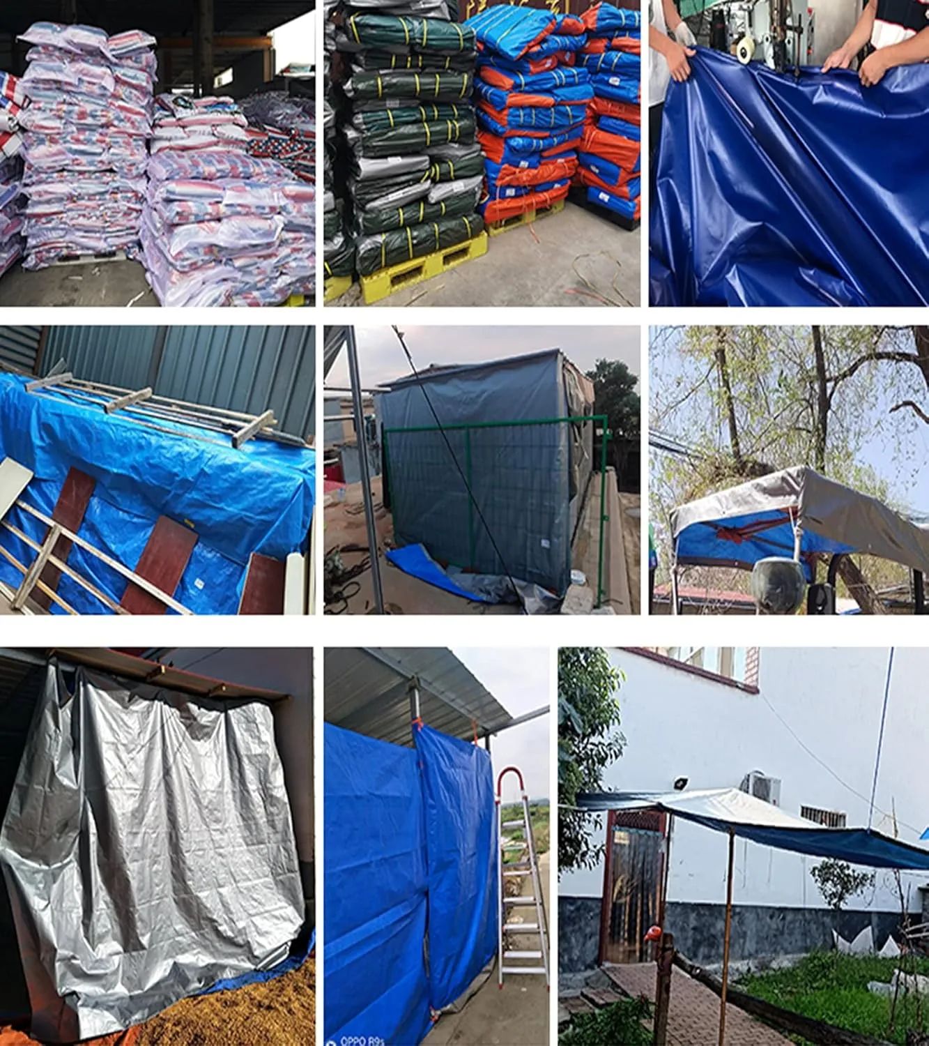 HYHMJ-Tarpaulin 0.32mm Waterproof Heavy Duty Ground Sheet, with Buttonhole Reinforced Edges, Outdoor Canvas for Camping Trucks, 160g/m²,Silver blue,1.8x3.8m