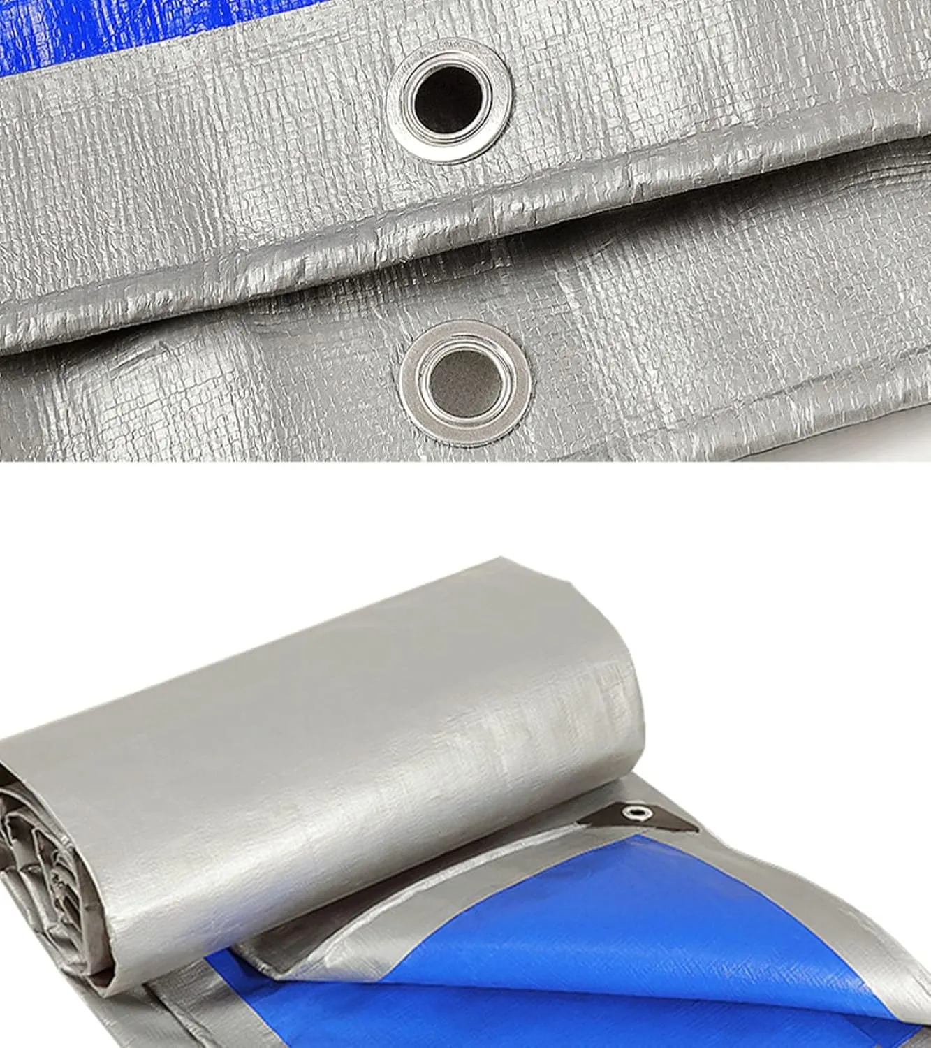 HYHMJ-Tarpaulin 0.32mm Waterproof Heavy Duty Ground Sheet, with Buttonhole Reinforced Edges, Outdoor Canvas for Camping Trucks, 160g/m²,Silver blue,1.8x3.8m