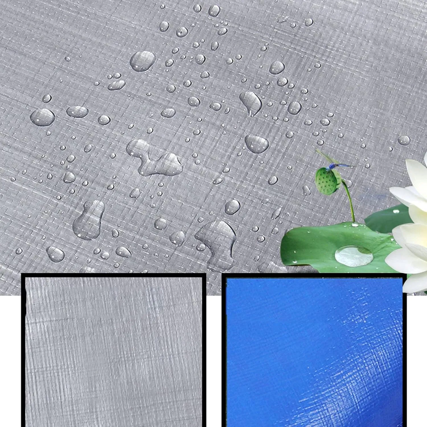 HYHMJ-Tarpaulin 0.32mm Waterproof Heavy Duty Ground Sheet, with Buttonhole Reinforced Edges, Outdoor Canvas for Camping Trucks, 160g/m²,Silver blue,1.8x3.8m
