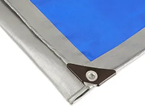 HYHMJ-Tarpaulin 0.32mm Waterproof Heavy Duty Ground Sheet, with Buttonhole Reinforced Edges, Outdoor Canvas for Camping Trucks, 160g/m²,Silver blue,1.8x3.8m