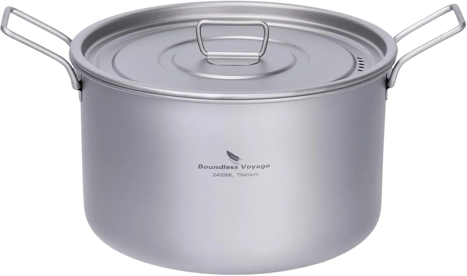 iBasingo 2.4L Titanium Soup Pot with Lid Camping Cookware with Foldable Handle Portable Lightweight Outdoor Kitchen Cooking Kit for Backpacking Hiking Picnic Fishing Mountaineering Ti2108C