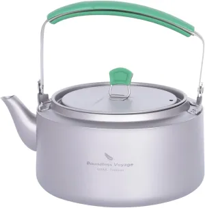 iBasingo 800ML Camping Titanium Kettle with Filter for Open Fire Lightweight Teapot for Loose Tea Big Capacity Outdoor Metal Coffee Kettle Outdoor Backapcking Hiking Portable Drinkware Ti3101D