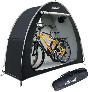 iCool Outdoor Bike Covers Storage Shed Tent, 210D Oxford Thick Waterproof Fabric Aluminum Alloy Bracket Bicycle Storage shed Neat Cover - Storage of 2 Bicycles or tricycles-Black