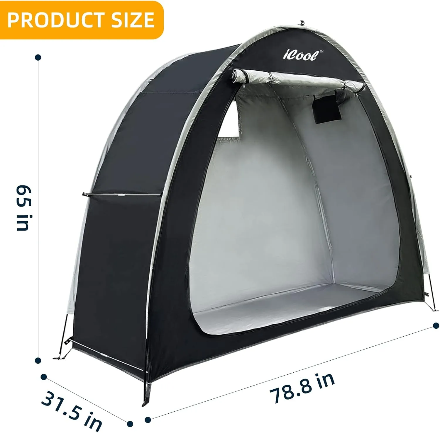 iCool Outdoor Bike Covers Storage Shed Tent, 210D Oxford Thick Waterproof Fabric Aluminum Alloy Bracket Bicycle Storage shed Neat Cover - Storage of 2 Bicycles or tricycles-Black