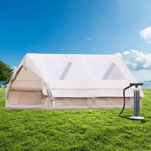 Inflatable Camping Tent, 2-4 Person Family Tent with Skylights, Pump and Relief Valve, 4 Season Waterproof Oxford Cloth, Easy Setup, Panorama Gate, Sport Tent for Camping, Picnics(12 Square metre)