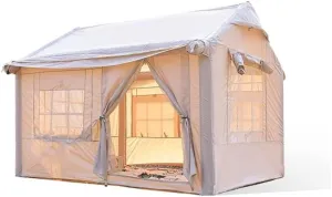 Inflatable Camping Tent with Air Pump, 4-6 Person Easy Setup 4-Season Glamping Tent for Fishing, Camping, and Hiking, Waterproof & UV-Resistant