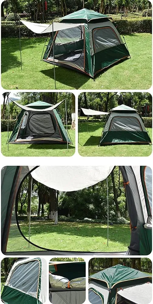 Instant Pop-up Camping Tent for 3-8 People Lightweight Double Layer Family Tent with Carrying Bag for Outdoor Camping Hiking Climbing Fishin (Sky Blue 5~8 Person) (Dark Green 5~8 Person)