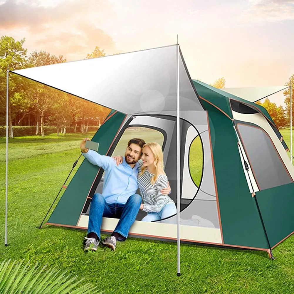 Instant Pop-up Camping Tent for 3-8 People Lightweight Double Layer Family Tent with Carrying Bag for Outdoor Camping Hiking Climbing Fishin (Sky Blue 5~8 Person) (Dark Green 5~8 Person)