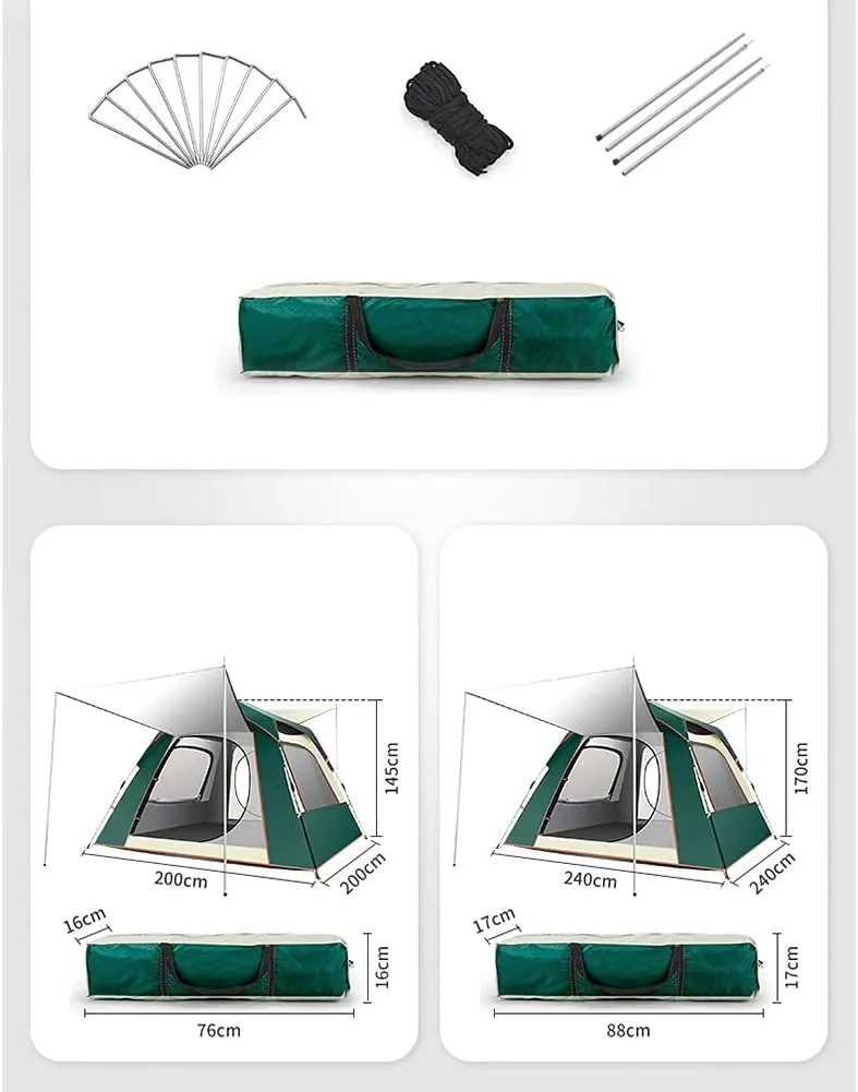 Instant Pop-up Camping Tent for 3-8 People Lightweight Double Layer Family Tent with Carrying Bag for Outdoor Camping Hiking Climbing Fishin (Sky Blue 5~8 Person) (Dark Green 5~8 Person)