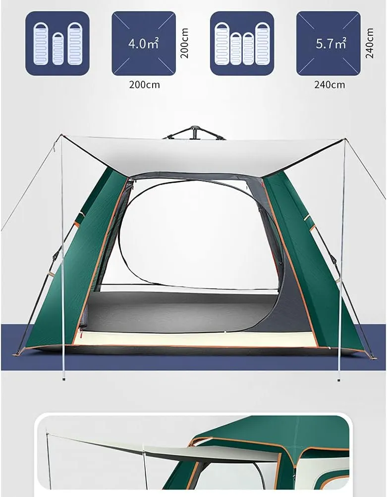 Instant Pop-up Camping Tent for 3-8 People Lightweight Double Layer Family Tent with Carrying Bag for Outdoor Camping Hiking Climbing Fishin (Sky Blue 5~8 Person) (Dark Green 5~8 Person)